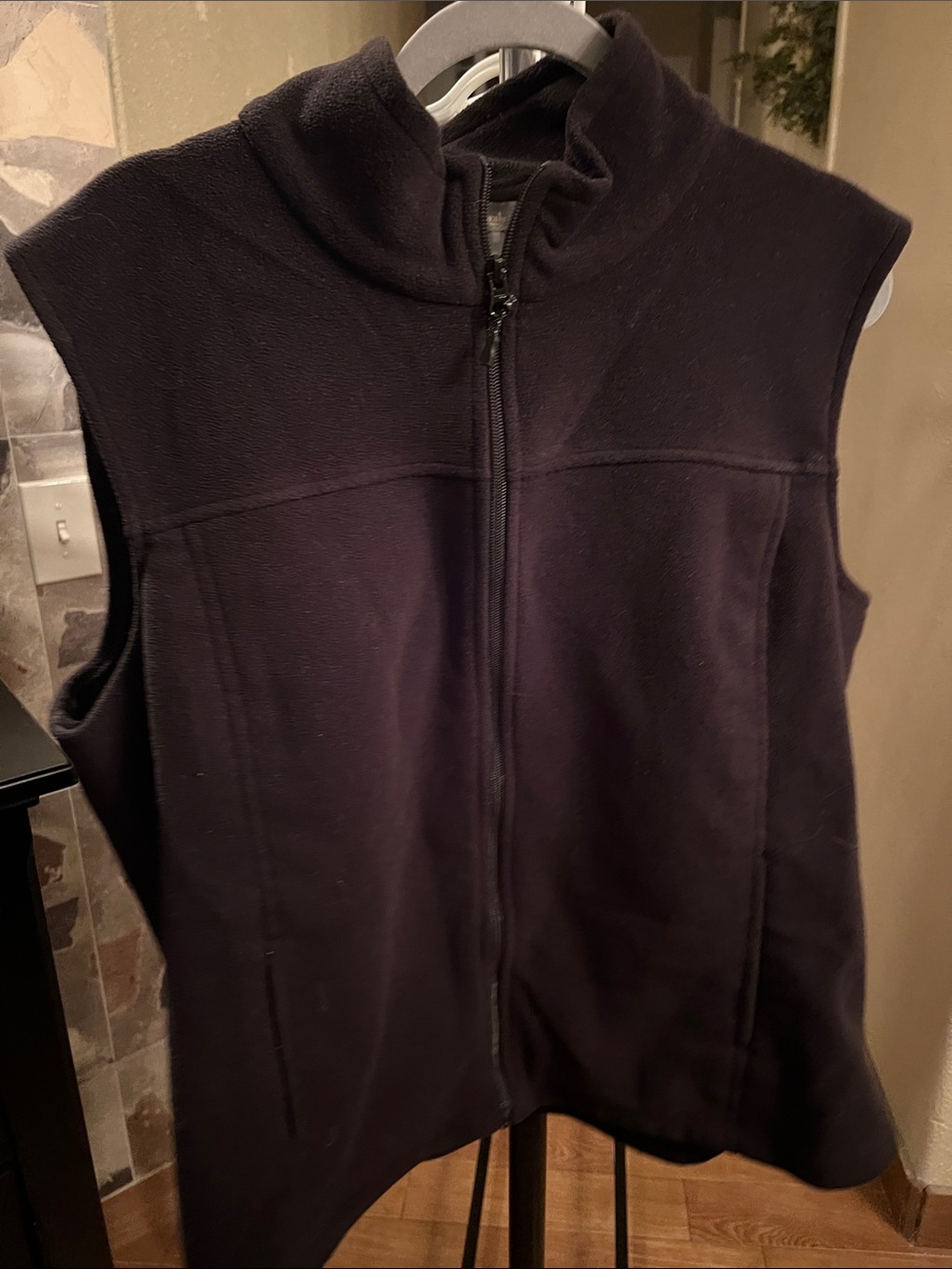 Womens Black Fleece Zip Vest - Classic Layering Piece